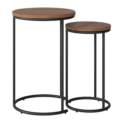 Fort Worth Set of 2 Nesting Side Tables, Brown