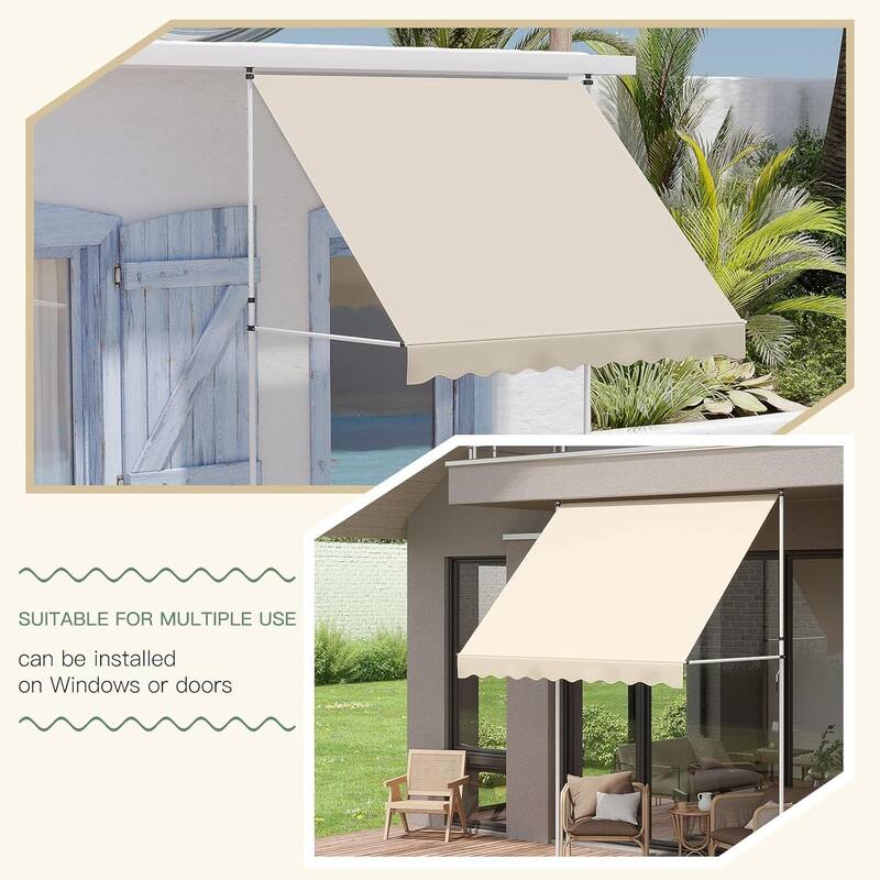 AECOJOY Manual Retractable Awning Adjustable Sun Shade Cover for Window or Door