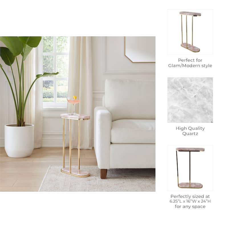 Quartz Side Table Elegant Narrow for Home Decor Accent - 24" Pink - 24.0"