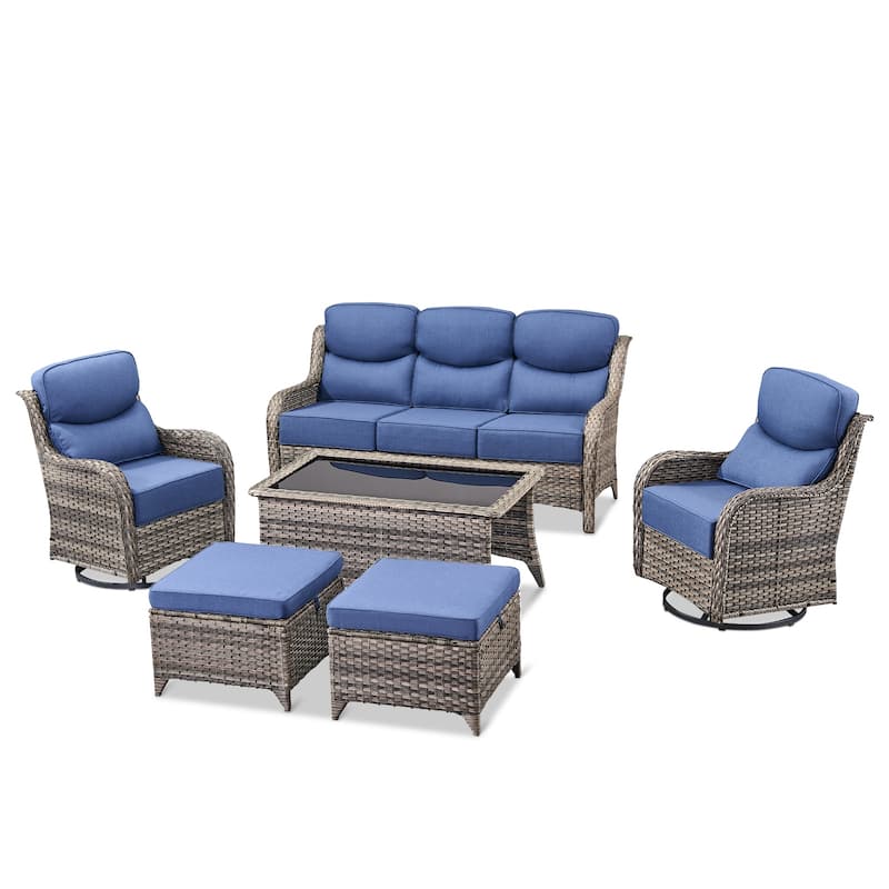 Pocassy Outdoor Patio Furniture Sofa Swivel Chairs Sets