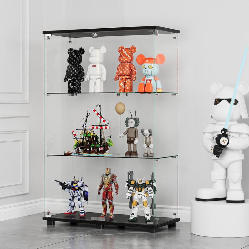 Versatile Lockable Glass Display Cabinet for Various Rooms and Collections - Transparent