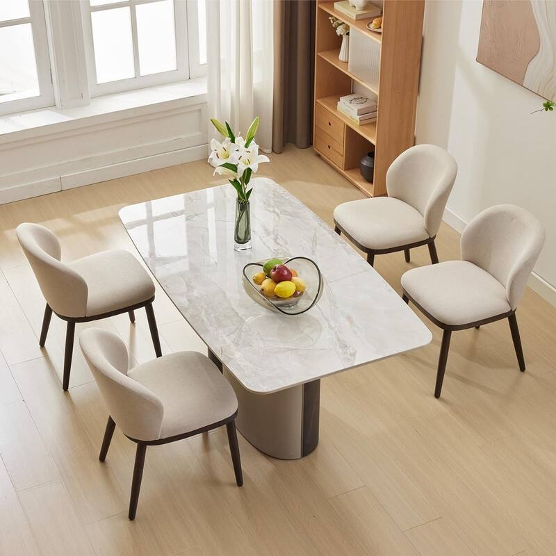 Dining Chairs Set of 2, Wood Legs Modern Upholstered with Ergonomic Back Support