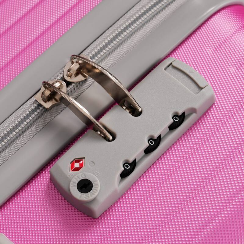 3-Piece, 20, 24, 28-Inch Modern Luggage Sets with Side Hooks and TSA Lock, for Boarding Travel, Pink