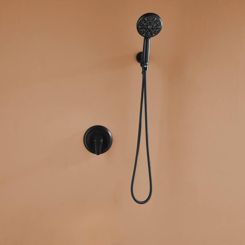 Wall Mount Shower Faucet with Hand Shower Brass 10-Setting Spray Complete Wall Mounted Shower System with Valve