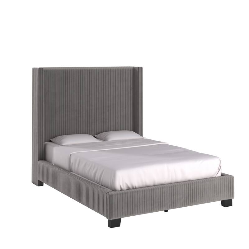 Jules Wingback Bed by iNSPIRE Q Modern - Gray Velvet - Full