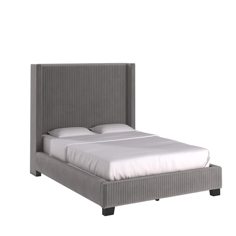 Jules Pleated Velvet Wingback Bed by iNSPIRE Q Modern - Grey - Full