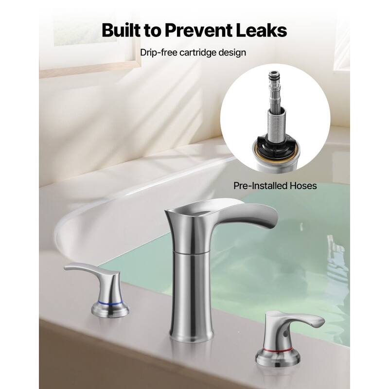 Zinc Alloy Deck Mount Roman Bathtub Faucet with Dual Handles and Drip-Free 3-Hole Installation - 6.30” x 2.24” x 8.86”