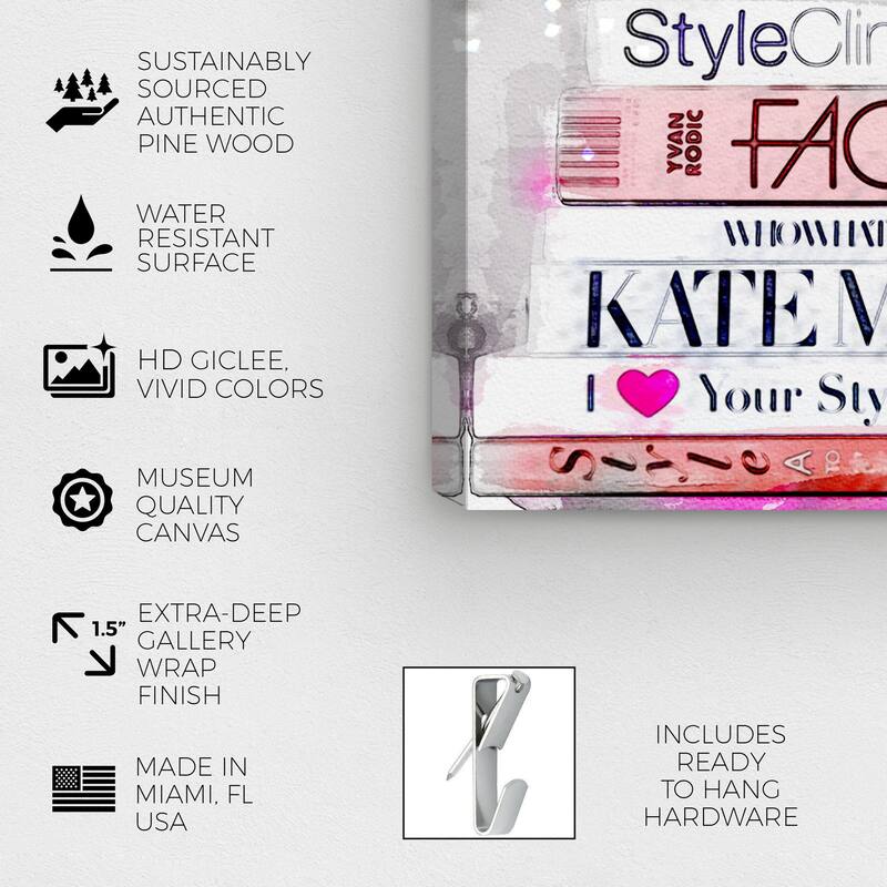 Wynwood Studio Fashion and Glam Striped Shoe Pink and Glam Wall Art Canvas Print