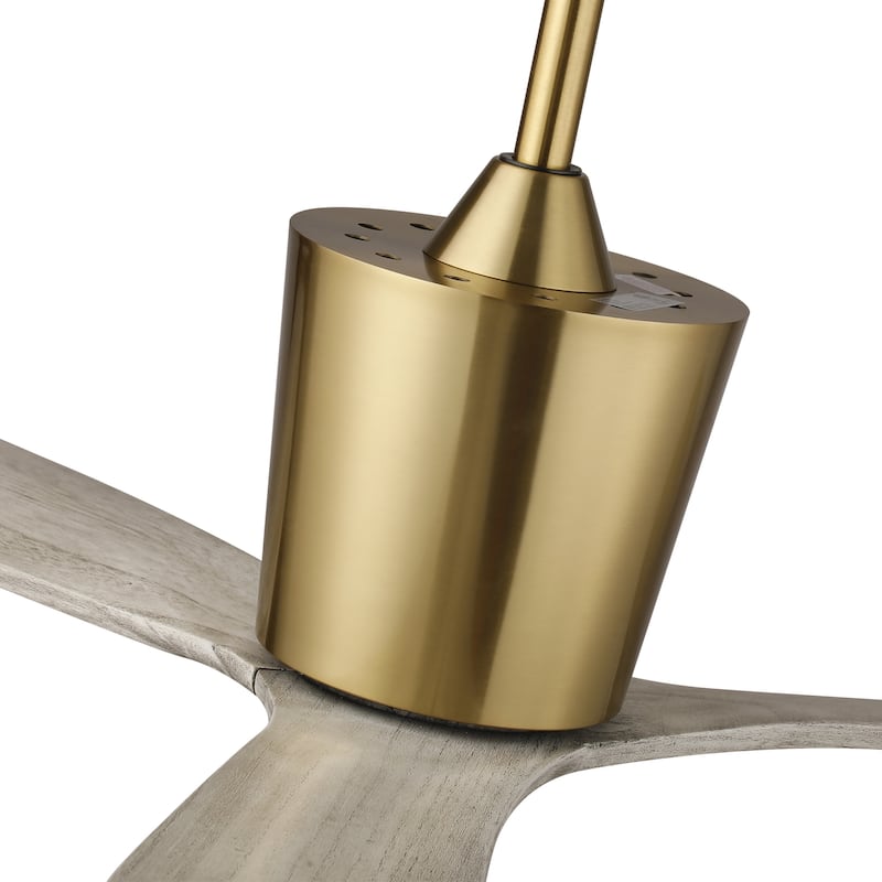 54" Modern Gold Solid Wood 3-Blade Outdoor Ceiling Fan without Light