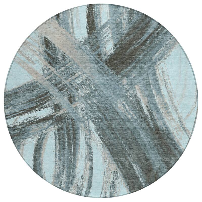 Machine Washable Indoor/ Outdoor Abstract Brushstroke Chantille Rug