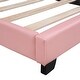 preview thumbnail 9 of 7, Pink Twin Upholstered Leather Platform Bed with Rabbit Ear Ornament