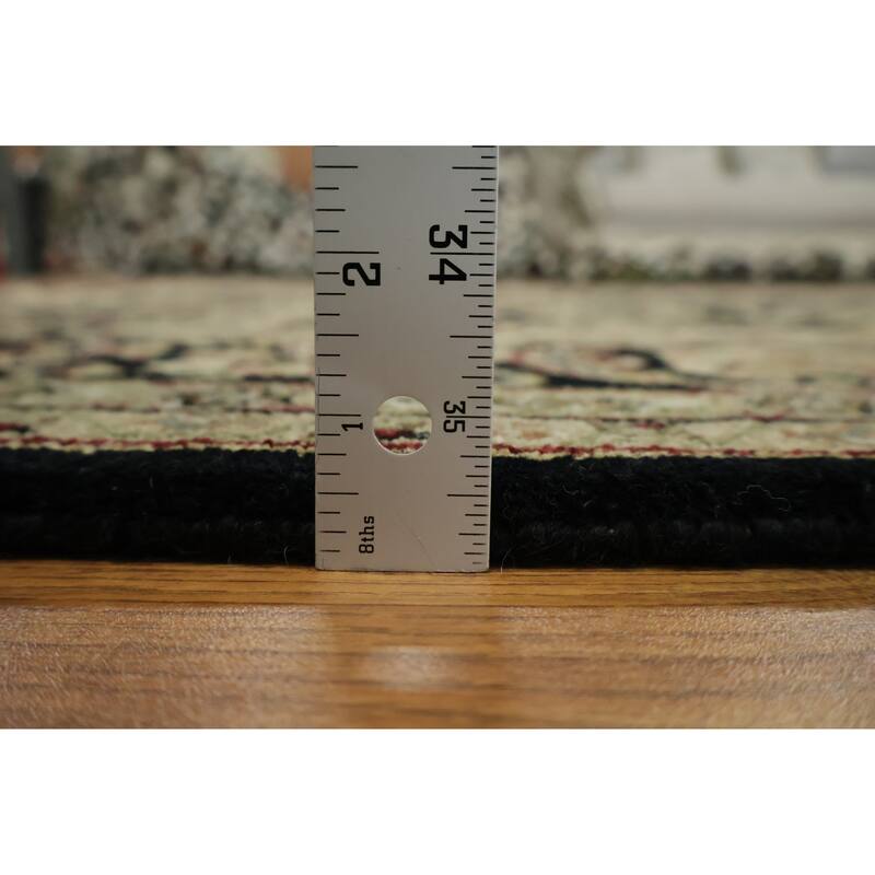 Hand Knotted Oriental 100% Wool Carpet Traditional All-Over Black Agra Area Rug - 8' 9'' X 5' 9''