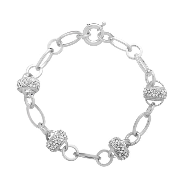 Crystaluxe Station Link Bracelet with Swarovski elements Crystals Beads in Sterling Silver