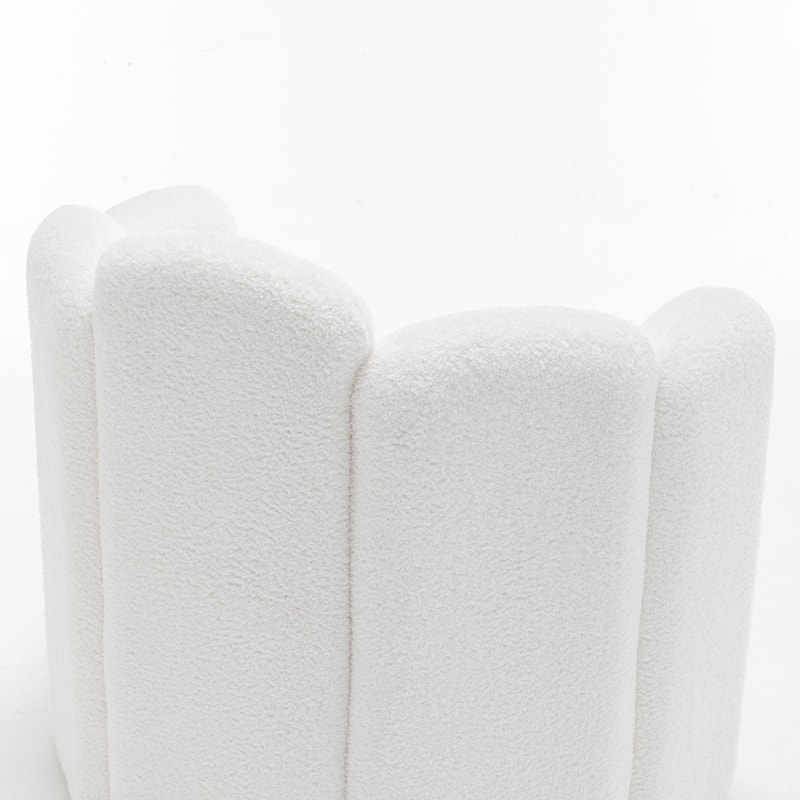 SEYNAR Modern Glam Teddy Fabric Upholstered Round Accent Chair with Flower Shaped Back Design Set of 2