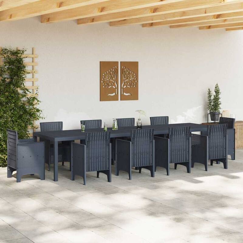 vidaXL Garden Table Anthracite/Brown poly rattan
