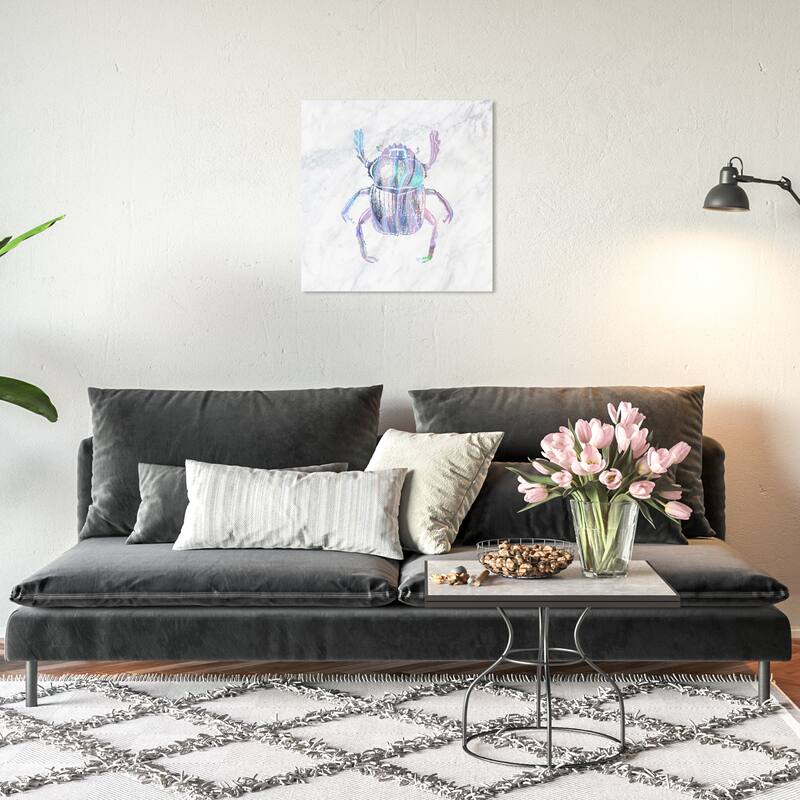 Wynwood Studio Canvas Animals Holo Beetle Gray and Metallic Gray Modern & Contemporary Wall Art Canvas Print - 20 x 20