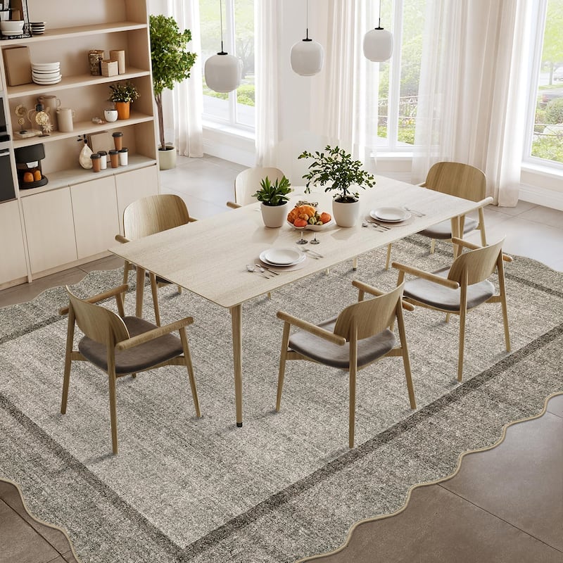 Garvee Scallop Solid Washable Area Rug