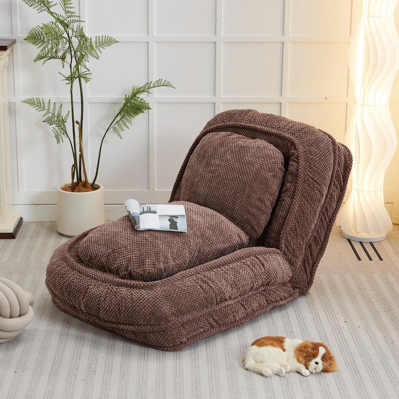 GDFStudio - Adjustable Human Dog Bed Lazy Sofa with Multi-Position Design - Brown