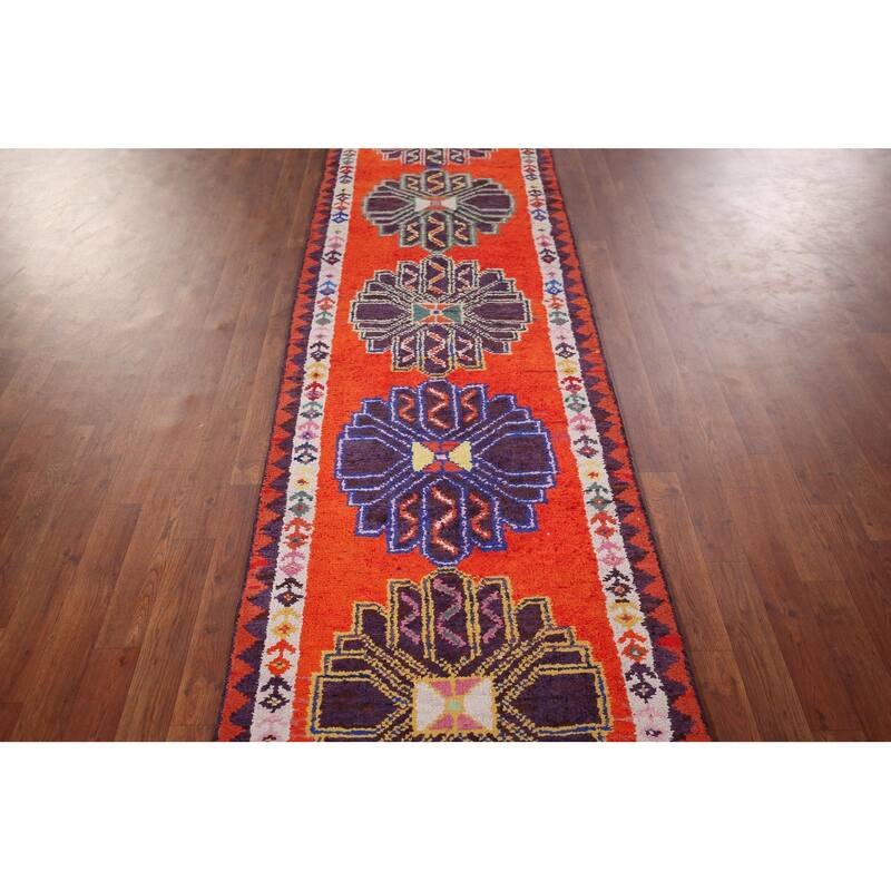 Anatolian Vintage Runner Rug Handmade Silk Carpet - 2'8"x 13'7"