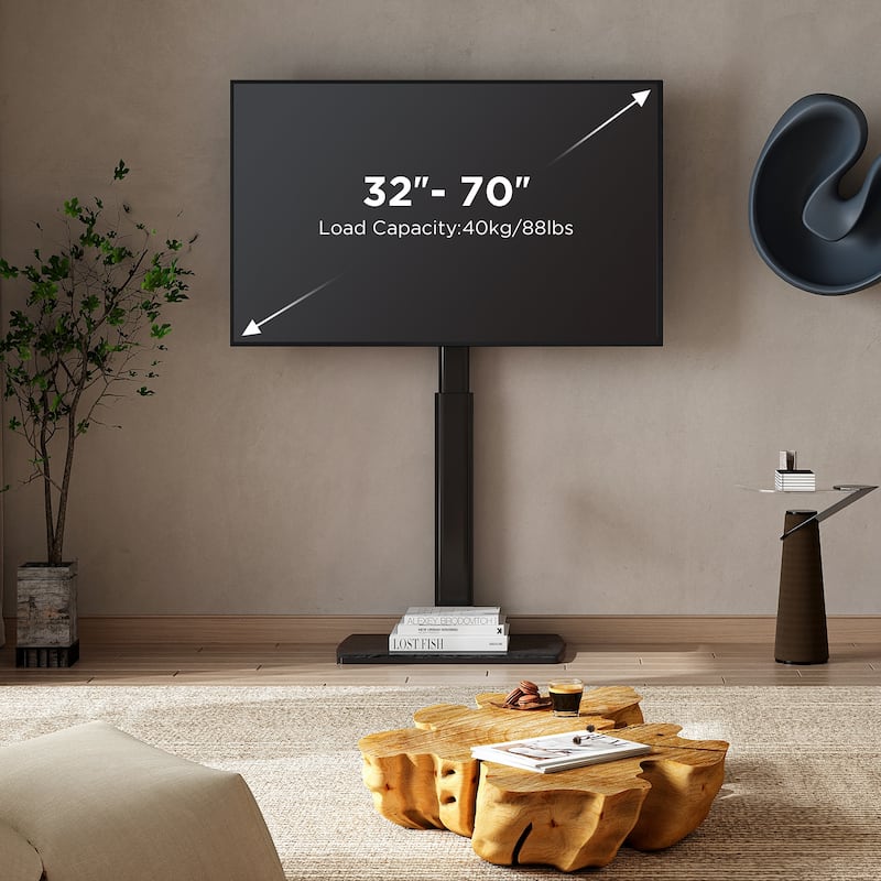 FITUEYES Sturdy Wood Base Floor Stand TV Mount for 32-70 inch TVs