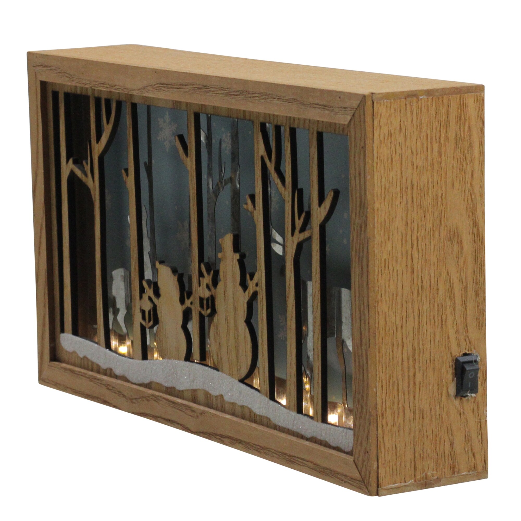 Shop 10 5 Lighted Wooden Snowmen And Reindeer Shadow Box