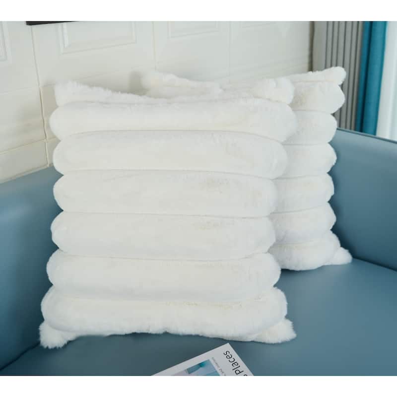 Madrid Collection Ultra Soft Ribbed Faux Fur Throw Pillow
