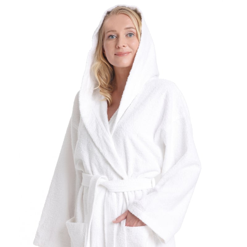 Women's Turkish Cotton Hooded Bathrobe