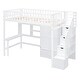 preview thumbnail 6 of 16, Multifunctional Design Loft Bed with Bookshelf, Drawers, Desk and Wardrobe, Twin size, White