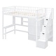 preview thumbnail 7 of 37, Twin Size Loft Bed with Storage Stairs, Desk and Wardrobe， Combination Wood Children's Bed Frame with Bookshelf, Drawers