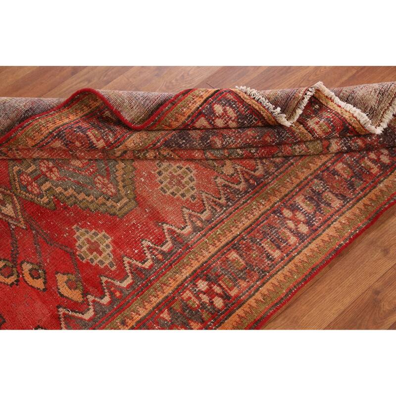 Hand Knotted Oriental 100% Wool Carpet Traditional Geometric Red Hamedan Area Rug - 6' 4'' X 4' 0''