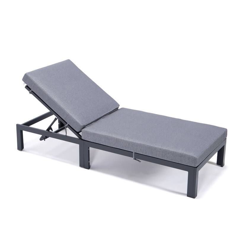 Chelsea Heavy-Duty Aluminum Outdoor Chaise Lounge with Machine-Washable Fade-Resistant Cushions, Lay-Flat Design