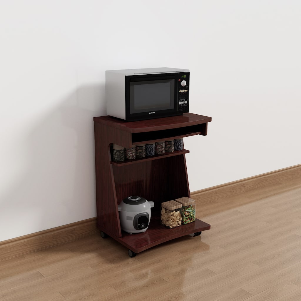 Kitchen Cart with Gliding Shelf and Locking Castor Wheels