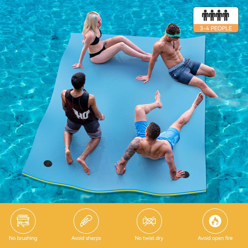 Moasis 9' X 6' Inflatable Rafts Water Mat - Floating Island Lily Pad XPE Foam Construction - 108"L x 70"W x 1.47"H