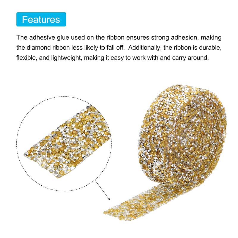 1 Roll 3 Yards Self Adhesive Crystal Rhinestone Ribbon Silver Base