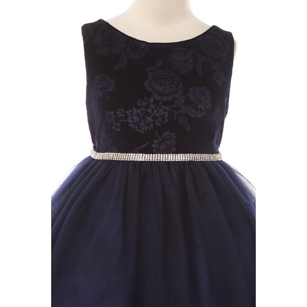 navy velvet girls dress