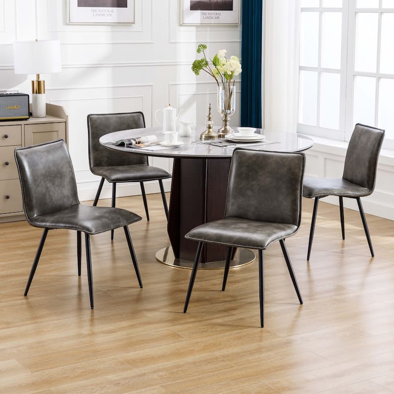 Minimalist 19" Wide Faux Leather Dining Chairs