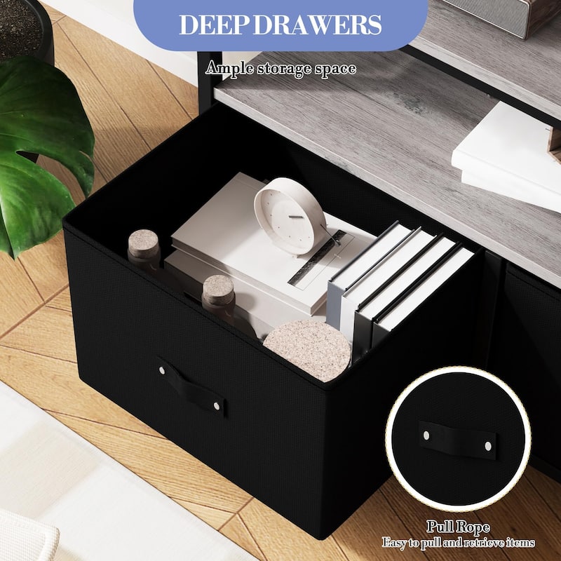 TV Stand Dresser for Bedroom with 3 Fabric Drawer Entertainment Center for 55 Inch Television