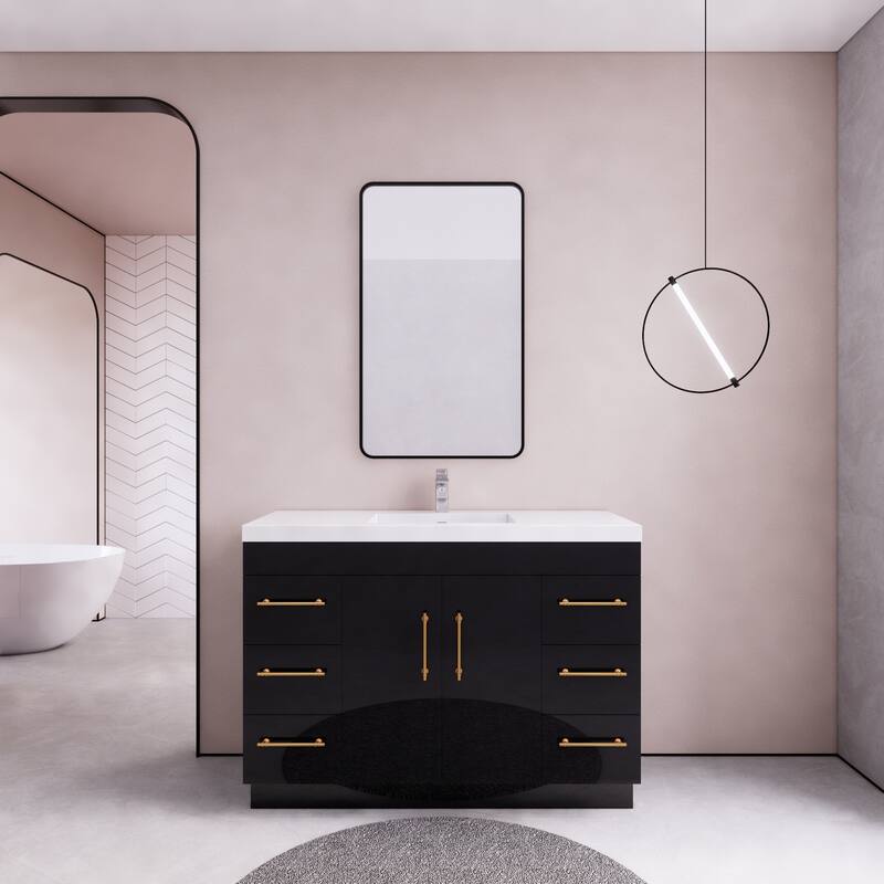 Eliza 48'' Freestanding Vanity with Single Sink - 48'' Width - High Gloss Black