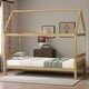 preview thumbnail 27 of 44, Twin Size Solid Wood House Frame Platform Bed, with Headboard and Footboard, with Underbed Storage Space, Minimalist Kids Bed White Oak