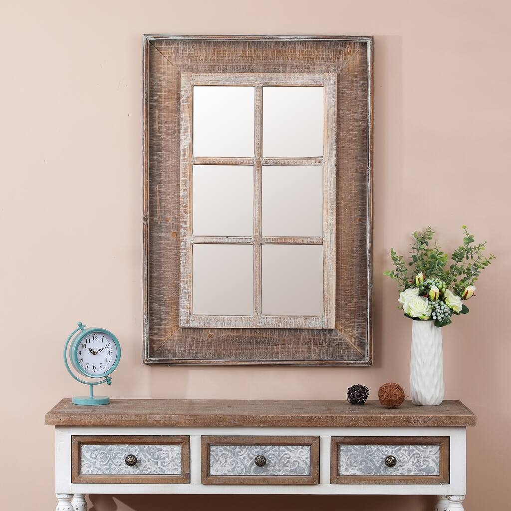 Rectangular Wood Window Frame Wall Mirror