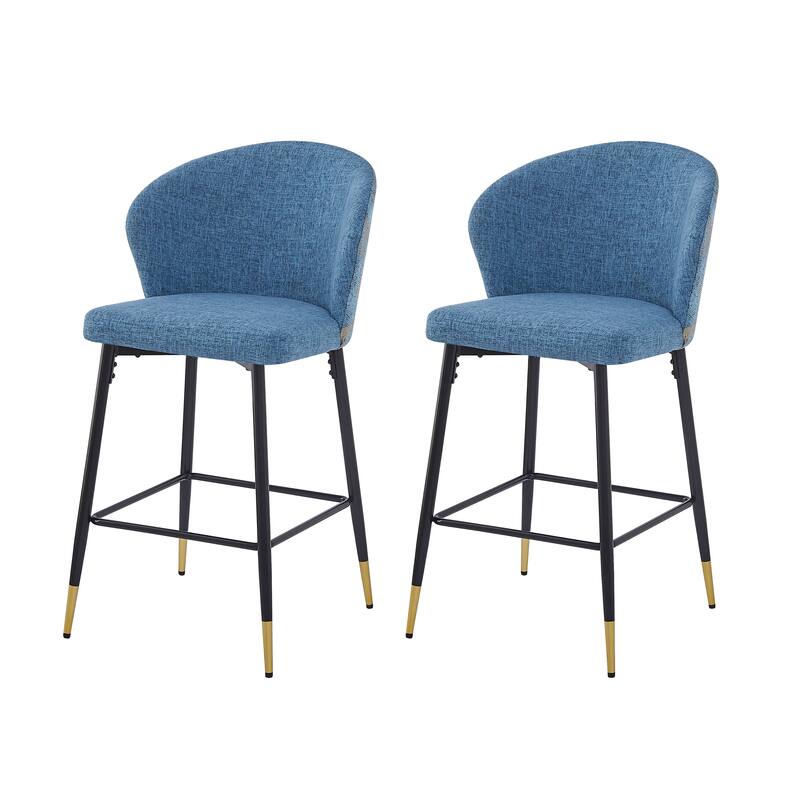 Kaedros 28" Seat Height Upholstered Jacquard Bar Stools with Footrest by Christopher Knight Home
