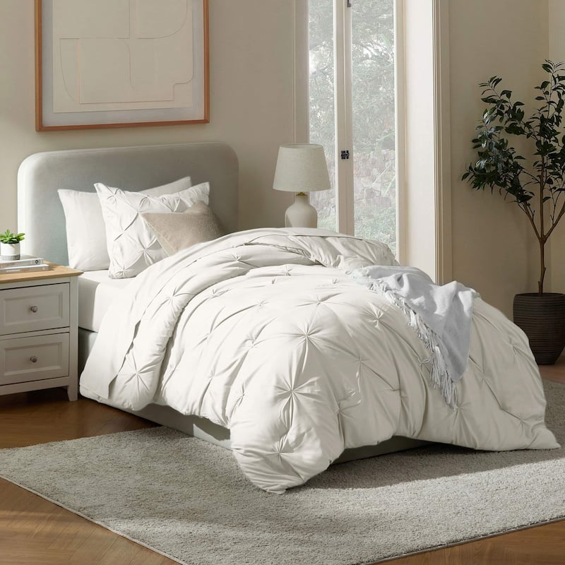 Nestl Pinch Pleate Comforter Set Bed in a Bag with Cooling Pillow