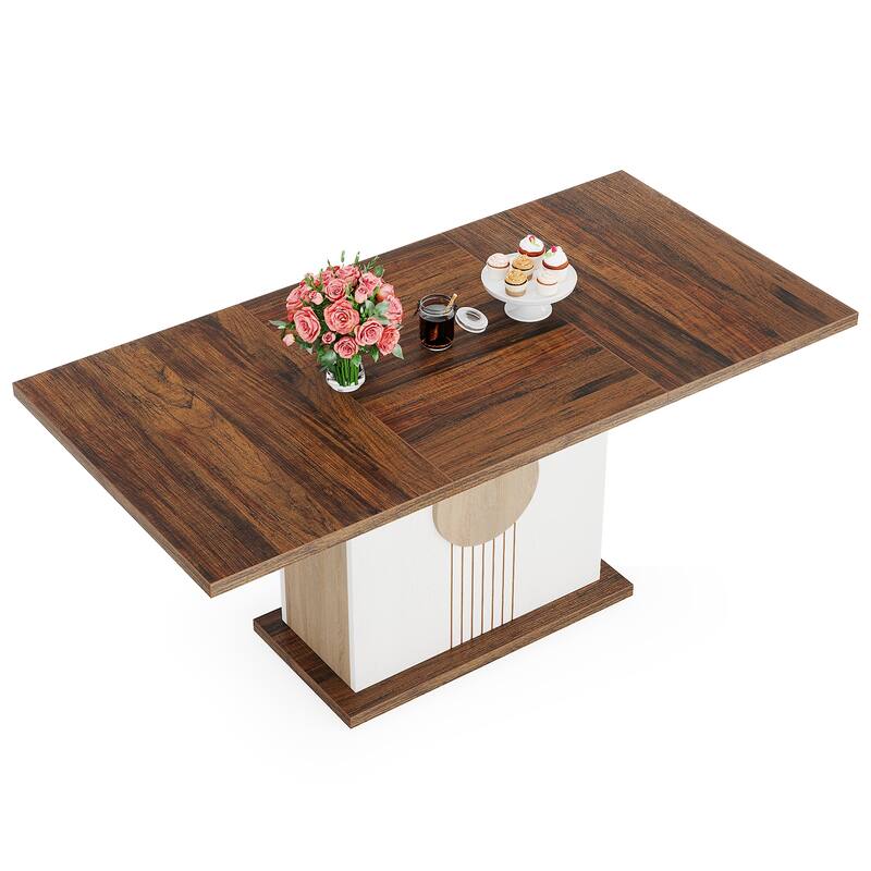 Wood Dinner Table, Kitchen Dining/Living Room Accent Dinner Table Gathering Table