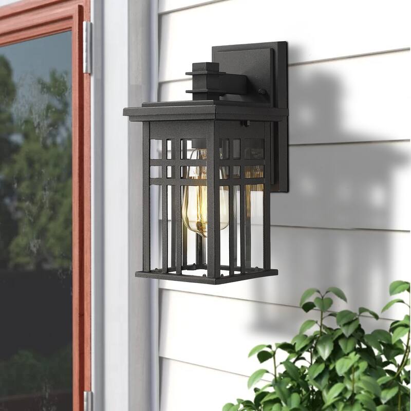 Modern Farmhouse Outdoor Wall Light with Clear Glass for Front Porch