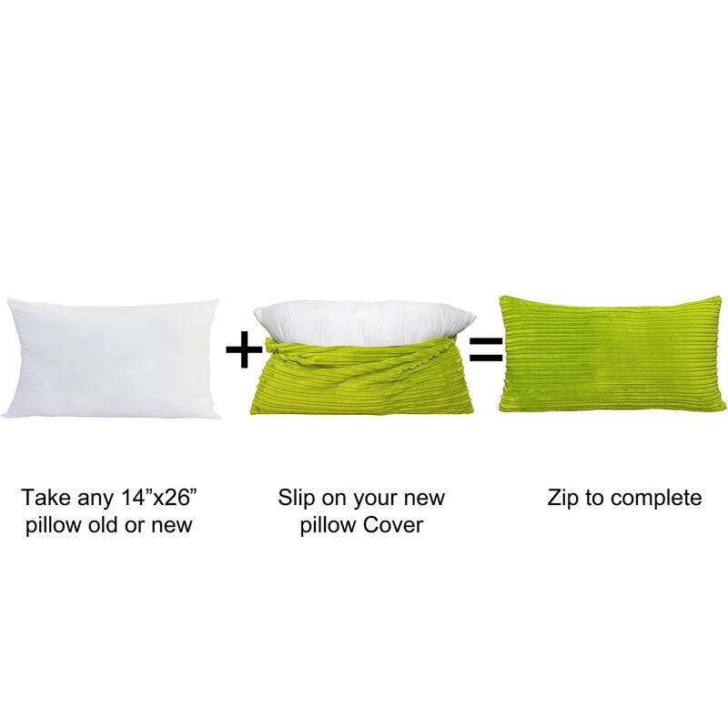 Ribbed Flanned 4 Pieces Pillow Shell Set, NO INSERT