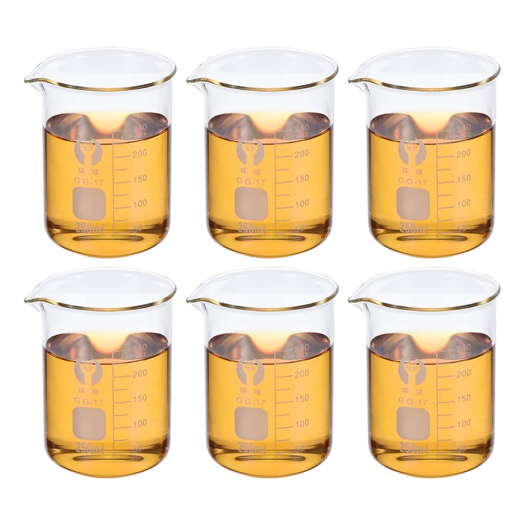 Low Form Glass Beaker, 6 Pack Glass Graduated Scale Measuring Cups