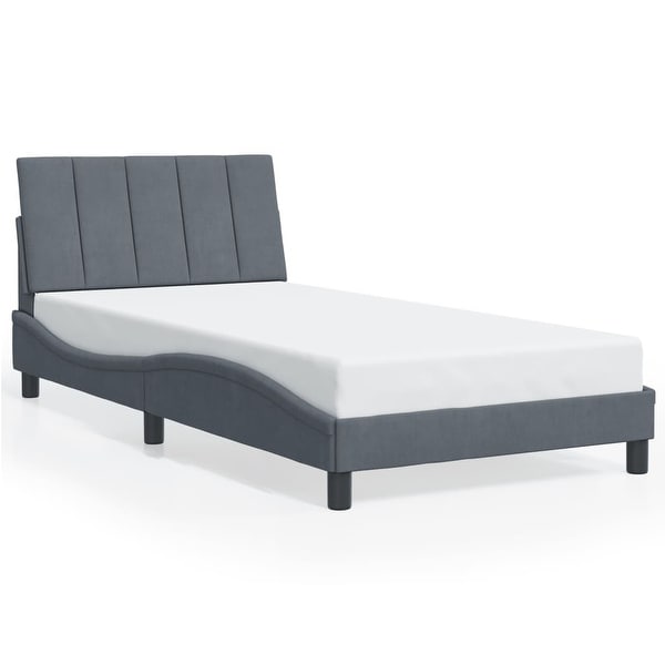 Vidaxl Bed Frame with LED Lights Dark Gray 39.4 x79.9 Twin XL Velvet