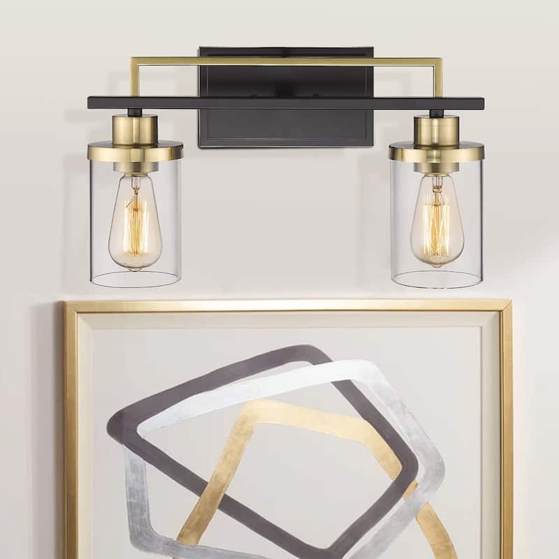 Farmhouse 2-Light Bathroom Vanity Light, Clear Glass