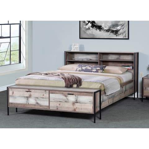 OS Home and Office Furniture Model Queen Size Storage Bed with Headboard and Footboard Storage