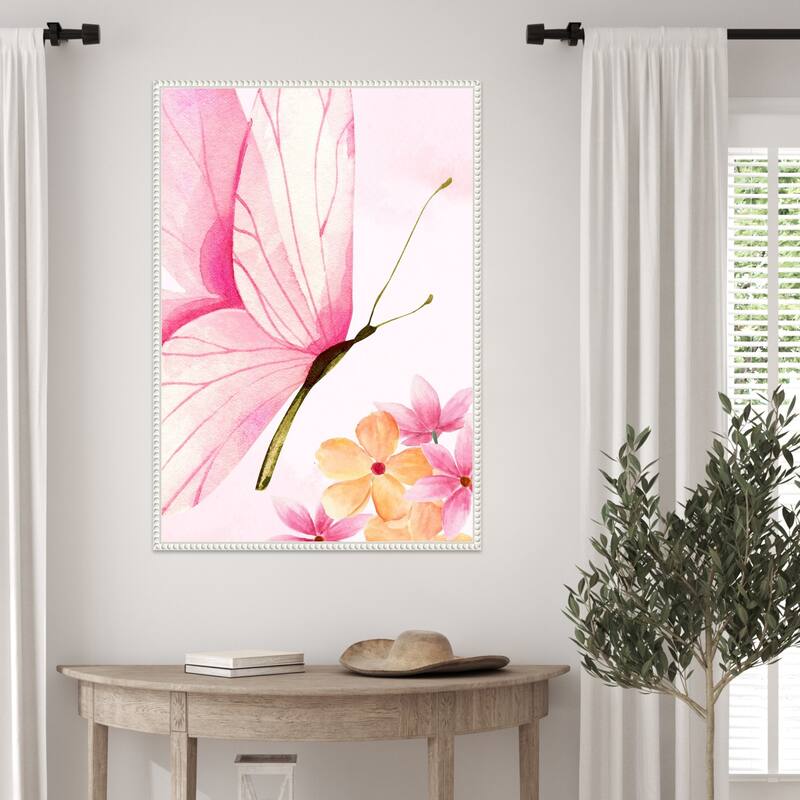 Pink Floral Butterfly by Saskia Michele Framed Canvas Wall Art Print